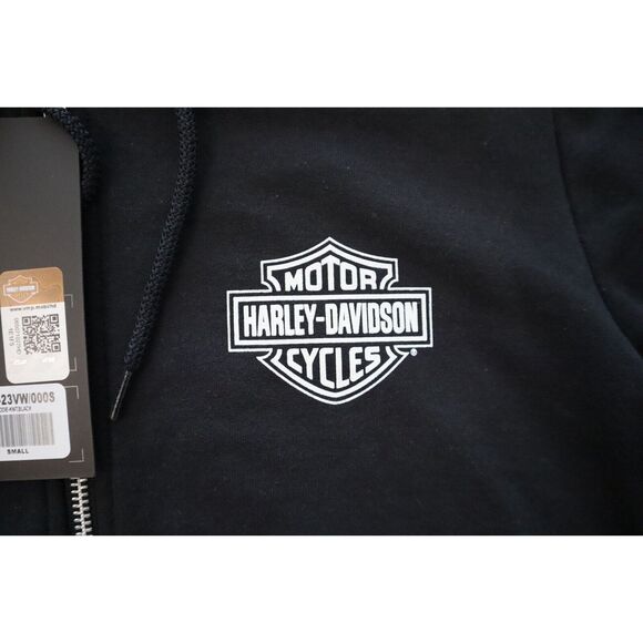 Harley-Davidson Women Sz S Black Beauty Special Racer Font Zip Front Hoodie - Picture 4 of 11